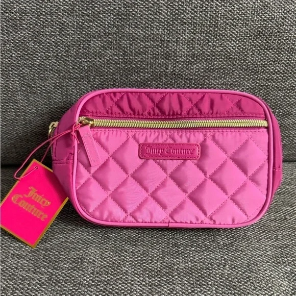Juicy Couture Quilted Fanny Pack Belt Bag Lined Pink Purse Barbie New - Picture 5 of 14